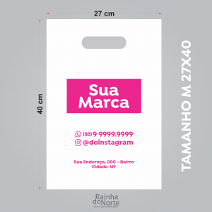 Sacola M - Boca de Palhaço 27x40 Polietileno Baixa Densidade 0,12mm 27x40 Impressão só frente  Impressão Serigráfica 