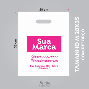 Sacola M - Boca de Palhaço 28x35 Polietileno Baixa Densidade 0,12mm 28x35 Impressão só frente  Impressão Serigráfica 