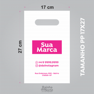 Sacola PP - Boca de Palhaço 17x27 Polietileno Baixa Densidade 0,12mm 17x27 Impressão só frente  Impressão Serigráfica 