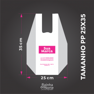 Sacola PP - Alça de Camiseta 25x35 Polietileno Alta Densidade 0,03mm 25x35 Impressão só frente  Impressão Serigráfica 